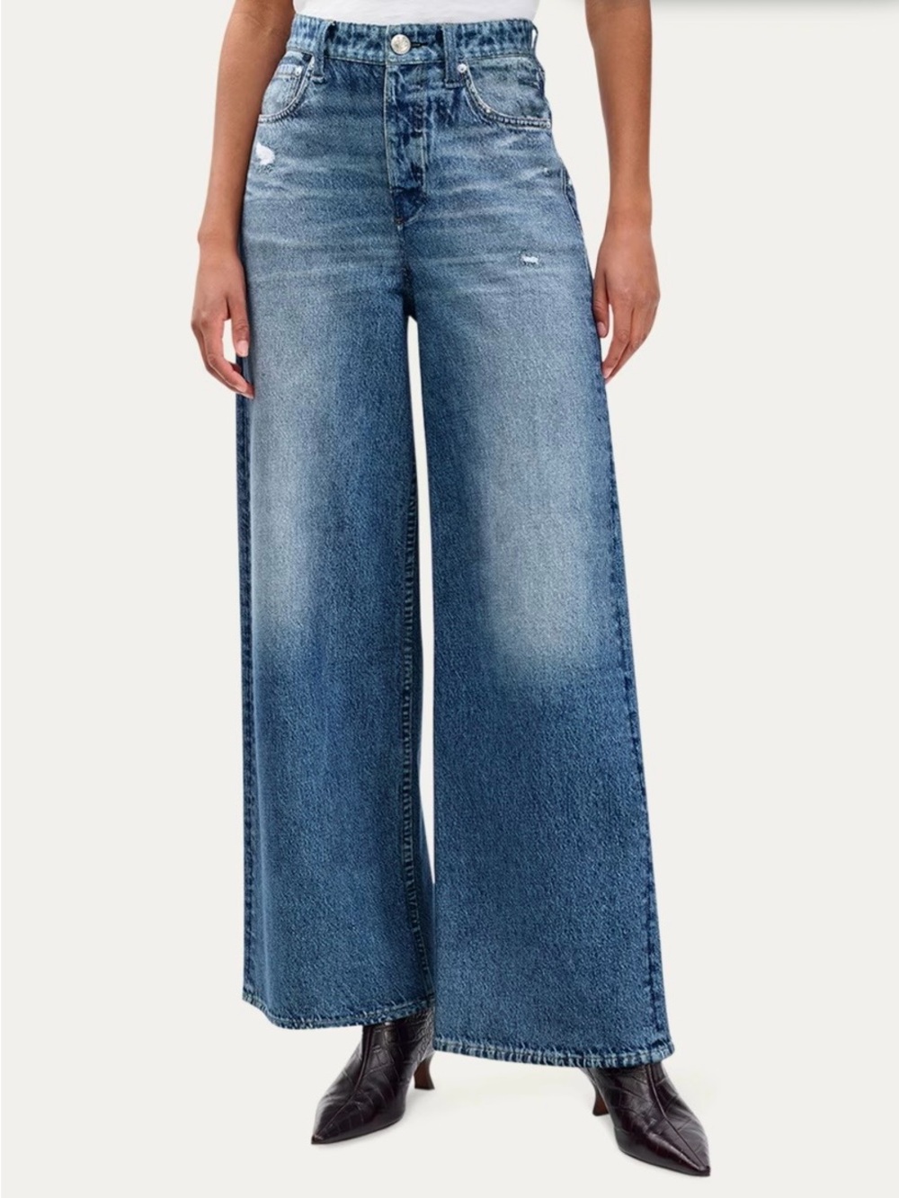 rag & bone Wide-Leg Light Blue High-Rise Jeans